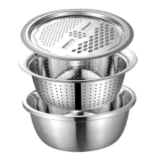 Set grattugia da cucina multifunzionale con vaschetta di scarico in acciaio inox per formaggio, verdure, frutta e preparazione di insalate