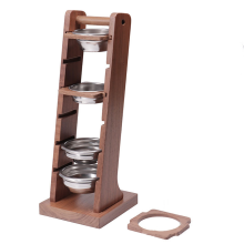 Porte-filtre à café expresso - Noyer noir, support de rangement pour bol à poudre, support pour panier à poignée A