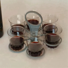 Lot de 2 porte-tasses à café en verre portables et rotatifs pliables en plastique avec 6 bâtons de levage.