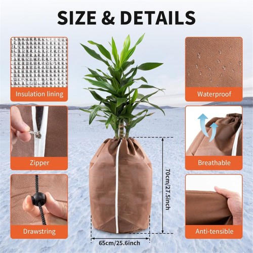 Pot Protector Plants Winter 65x70Cm, Thermal for with Zip and Drawstring Protection 2