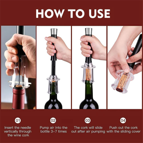 Wine Bottle Opener Set - Air Pump Cork Remover, One-Touch Quick Open, Gift Box 2