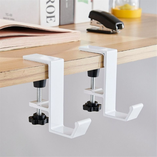 Non-Punched Bag Hook Desk Side Hanging Tool Removable and Movable Handbag Stand White 1