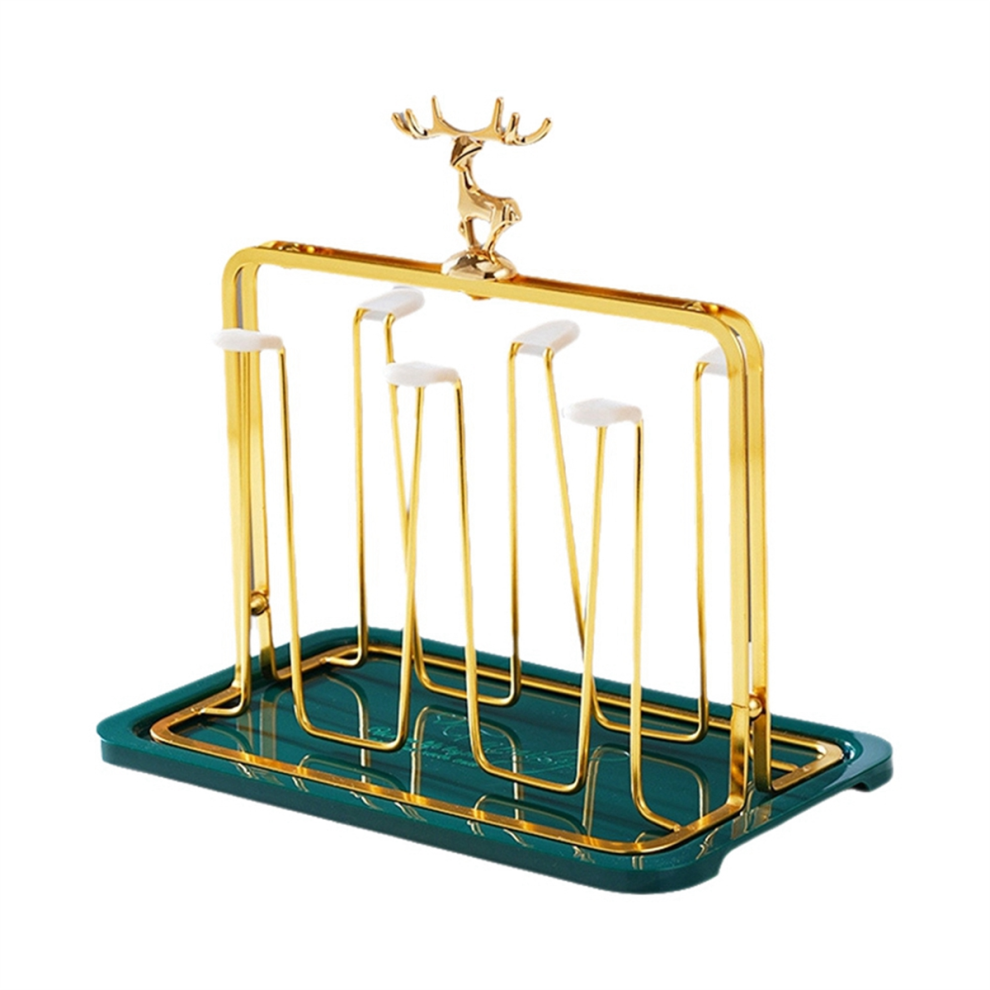 Exogio Nordic Reindeer Decorative Iron Cup Holder Set-Glass Holder, Drain Storage Rack Upside Down Glass Tray