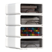 Stapelbare Organizer-Box aus Kunststoff für Schreibtisch, Make-up, Schmuck, Büroaufbewahrung – großer staubdichter Behälter mit Schubladen