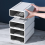 Stackable Plastic Organizer Box for Desktop, Makeup, Jewelry, Office Storage - Large Dustproof Container with Drawers 4