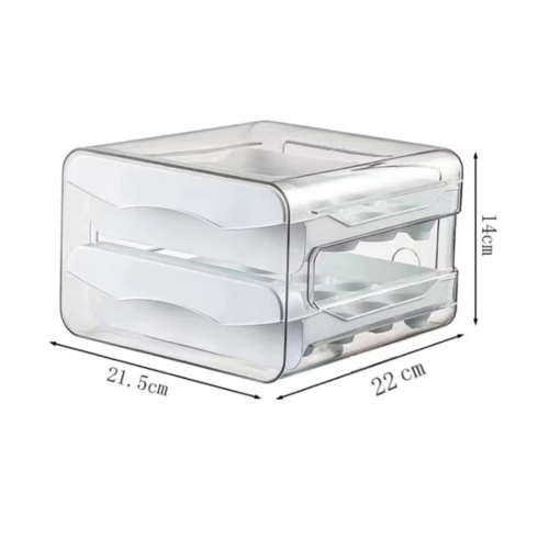 2-Layer Egg Storage Box for Refrigerator - Fresh-Keeping Plastic Drawer Organizer, Large Capacity Kitchen Rack Red 1