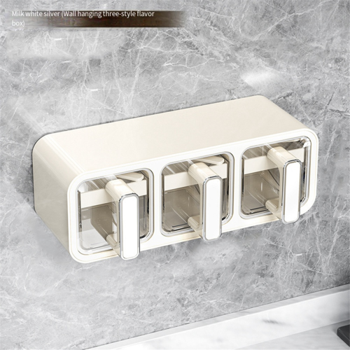 Wall-Mounted Kitchen Salt MSG Seasoning Condiment Storage Box Home Integrated Multi-Grid Jar Set B 1