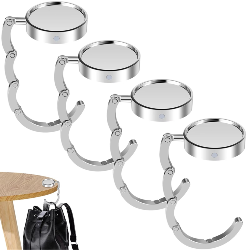 4Pcs Portable Folding Bag Hanger, Practical Hook,Alloy Handbag Table Hook, Multipurpose Purse Key Holder