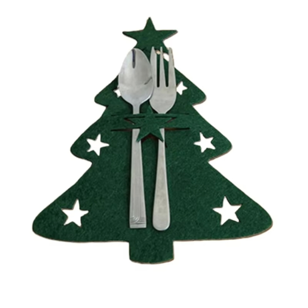 100Pcs Organizer Table Decor Knife And Fork Holder Cutlery Bag Christmaselk Xmas Tree Pocket B Green Exogio