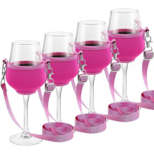Lot de 4 sangles de support de verre à vin portables, support de cou pour outils de cocktail d'anniversaire C
