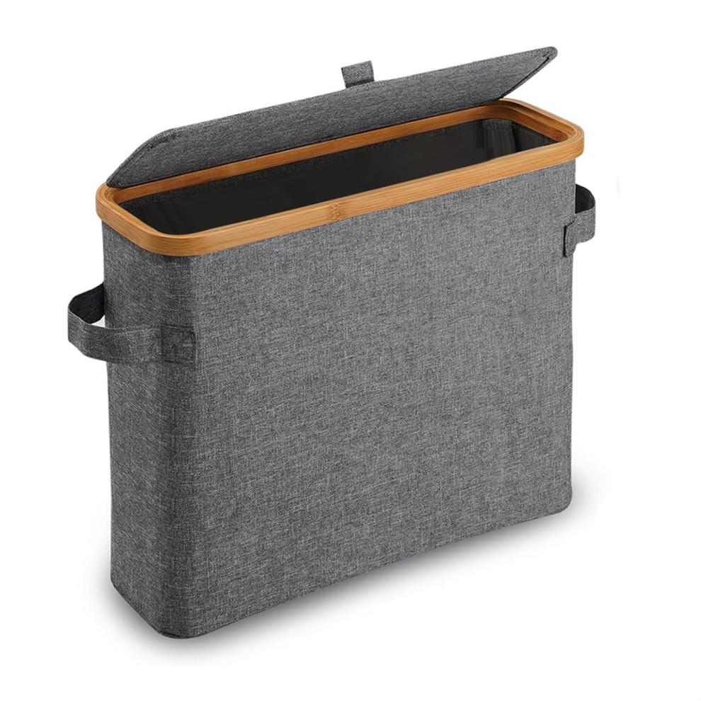 Exogio Bamboo Toilet Paper Storage Stand With Lid For Restroom Closet Bathroom Gray