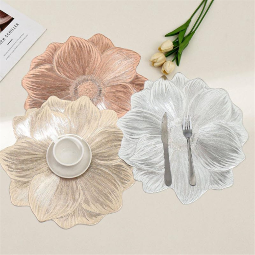 Lotus-Shaped Heat-Resistant Placemat for Dining Table, Elegant Table Decor, 3-Pack 2
