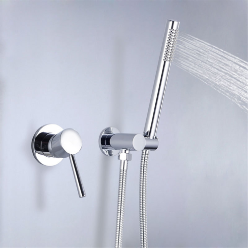 Set doccia con soffione per acqua calda e fredda a parete, colore argento 2