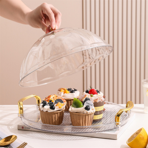Cake Stand, Round Tray with Lid, Multipurpose Handle for Tea Breakfast Office Coffee Table Extra Large 2