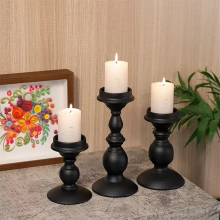 Nordic Style Black Painted Iron Candle Holder Metal Ornaments Wedding Holiday Home Decor