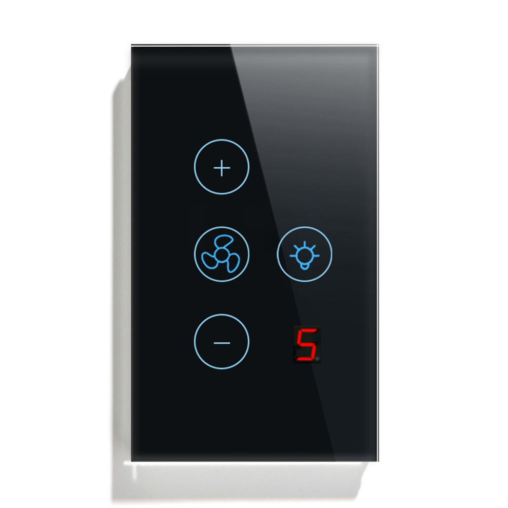 Photos - Other Electrical Equipment Tuya Zigbee Smart Fan Light Switch US Network Connection APP Control / Assistant Voice Black