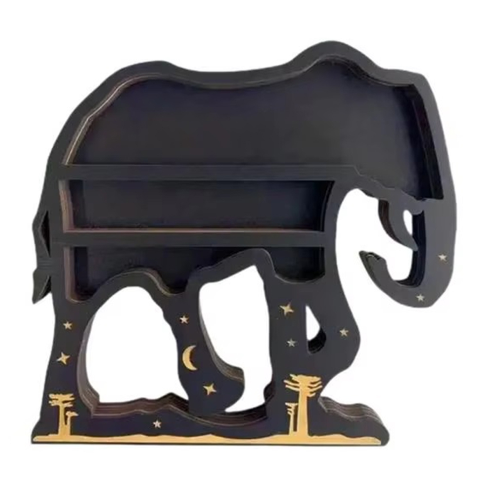 Elephant Crystal Wall Rack Wooden Display Storage Hanging Floating 4851992977414