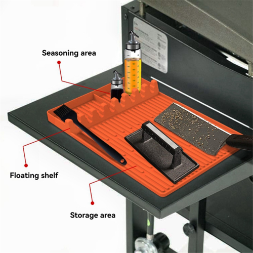 BBQ Oven Silicone Side Rack Mat Baking Tray Protection Drain Pad Black Stone Tool 2