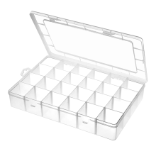 Große Organizer-Box aus Kunststoff mit 24 Fächern, verstellbare Trennwände, transparente Aufbewahrung für Schmuck, Kunsthandwerk, Washi-Tapes