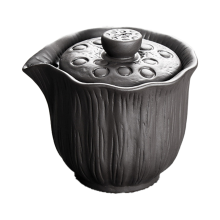 Teiera in argilla autentica da 200 ml, anti-caldo, set da tè portatile, filtro fatto a mano, infusore di bellezza, nero