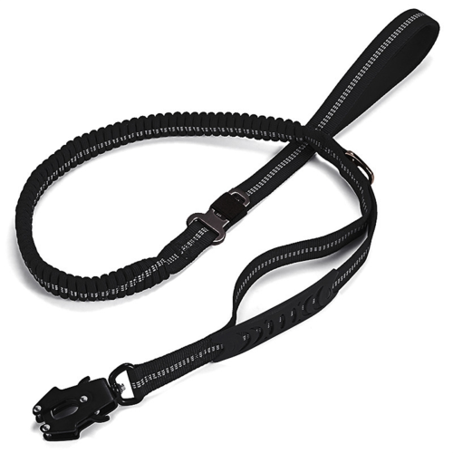 Heavy Duty Elastic Dog Leash No-Pull Reflective Shock-Absorbing Pet Large Black