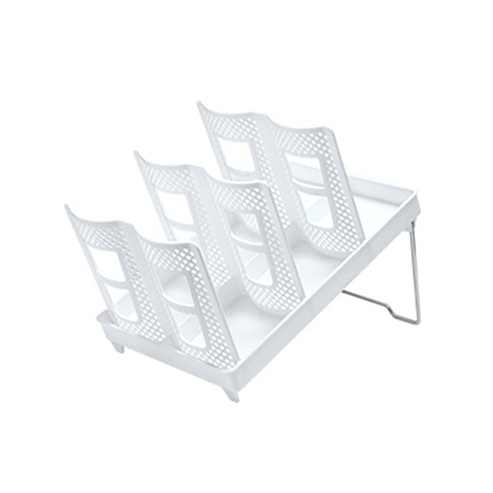 Cup Holder [Double Row] Household with Bracket Foldable Coffee Shop Rack White-image-OPC-PJSDS7J-NEW