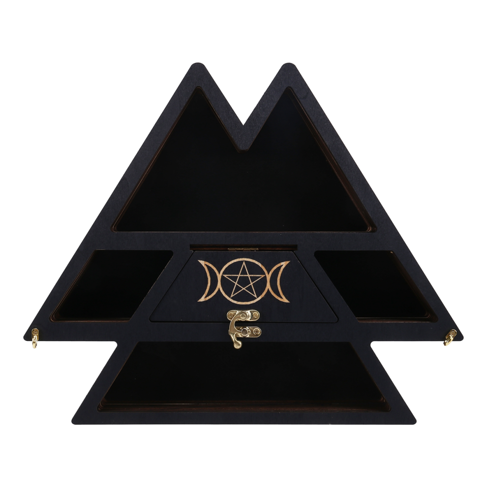Wooden Pyramid Wall Shelf Crystal Display Rack Floating For Living Room Decoration 4851992977360