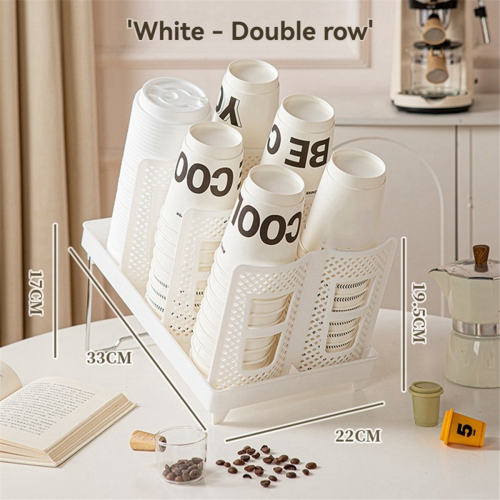 Porte-gobelet [double rangée] Ménage avec support pliable pour café, blanc 1