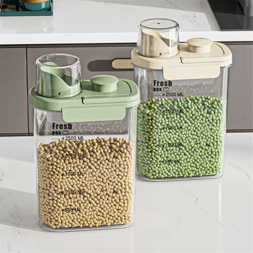 Transparent Kitchen Grain Storage Container with Handle, 2800ml, Moisture-Proof and Insect-Resistant Green 2