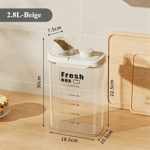 Transparent Kitchen Grain Storage Container with Handle, 2800ml, Moisture-Proof and Insect-Resistant Green 1