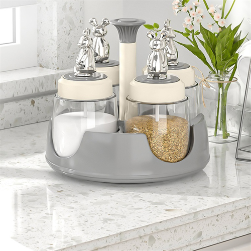 Rotating Spice Jar Household Container Combination Bottle with Lid A 2