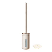 Eco-Friendly Toilet Brush with Long Handle, Wall-Mounted, Disposable Head, Bathroom WC Cleaner Scrubber
