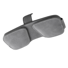 Clip magnetica per occhiali multifunzionale in pelle PU, custodia per visiera parasole, porta biglietti, penna, fibbia, strumento grigio