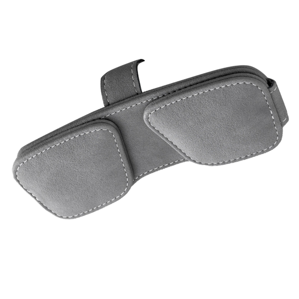 Magnetic Glasses Clip Multifunctional Pu Leather Sun Visor Case Card Ticket Pen Buckle Tool Gray Exogio