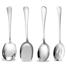 Serving Spoons Large,4Pcs Stainless Steel Buffet Spoon Long Handle Soup Cooking Spoon,for Home,Restaurant