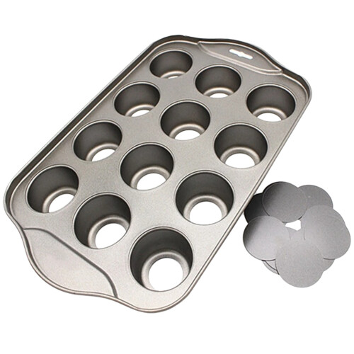 Kitchen 12 Grid Baking Cake Tray Cheesecake Cups Non-Stick Cupcake Pan Tools