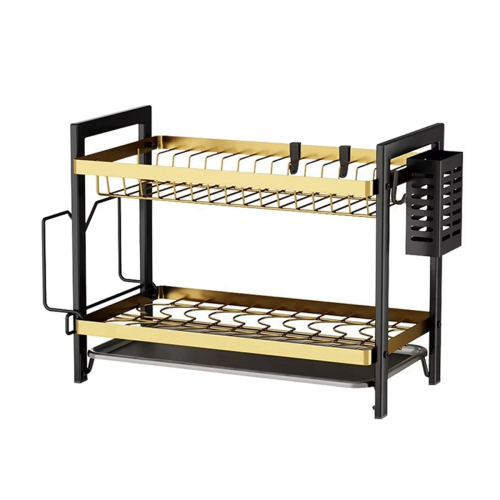 2-Tier Dish Drainer with Drainboard, Large Capacity Rack, Space- for Small Kitchen Countertops 2