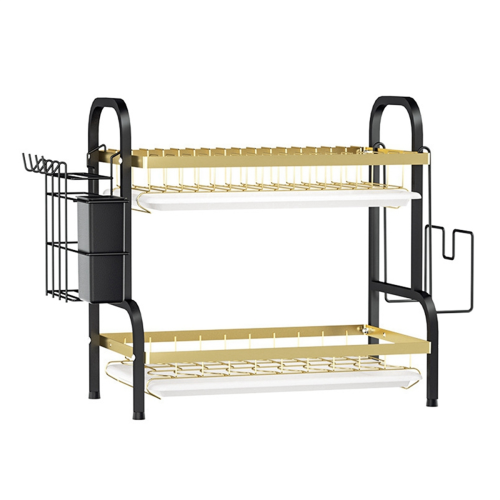 2-Tier Dish Drainer with Drainboard, Large Capacity Rack, Space- for Small Kitchen Countertops