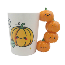 Keramiktasse mit Kürbisgriff – schönes Mädchendesign, innovative Tee- und Kaffeetasse, ideales Geschenk für verschiedene Anlässe.