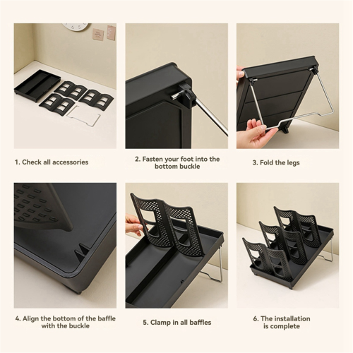 Porte-gobelet [double rangée] Ménage avec support pliable pour café noir 2