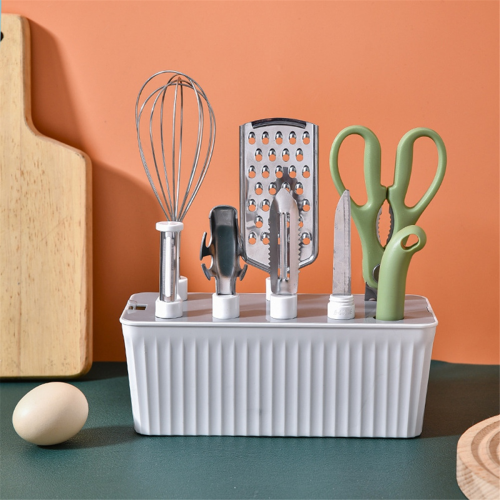 Kitchen Tool Set Fruit Knife, Scissors, and Vegetable Peeler, Bottle Opener Multi-Function Combination with Base B 1