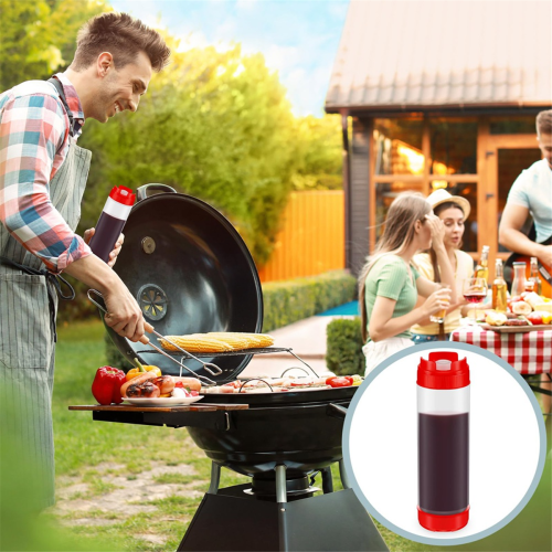 4Pcs Squeeze Bottles Refillable 20 Oz,Inverted Plastic Tip Large Valve Dispenser Condiment Bottle 2