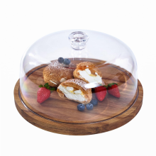 Alzata per torte con coperchio, supporto rotondo in legno da 12 pollici, set da esposizione per dessert 2 in 1 e tagliere per salumi e formaggi