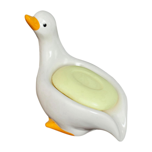 Cute Duck Shaped Soap Box, Ceramic Box with Drain Rack, Laundry Storage Tray 1
