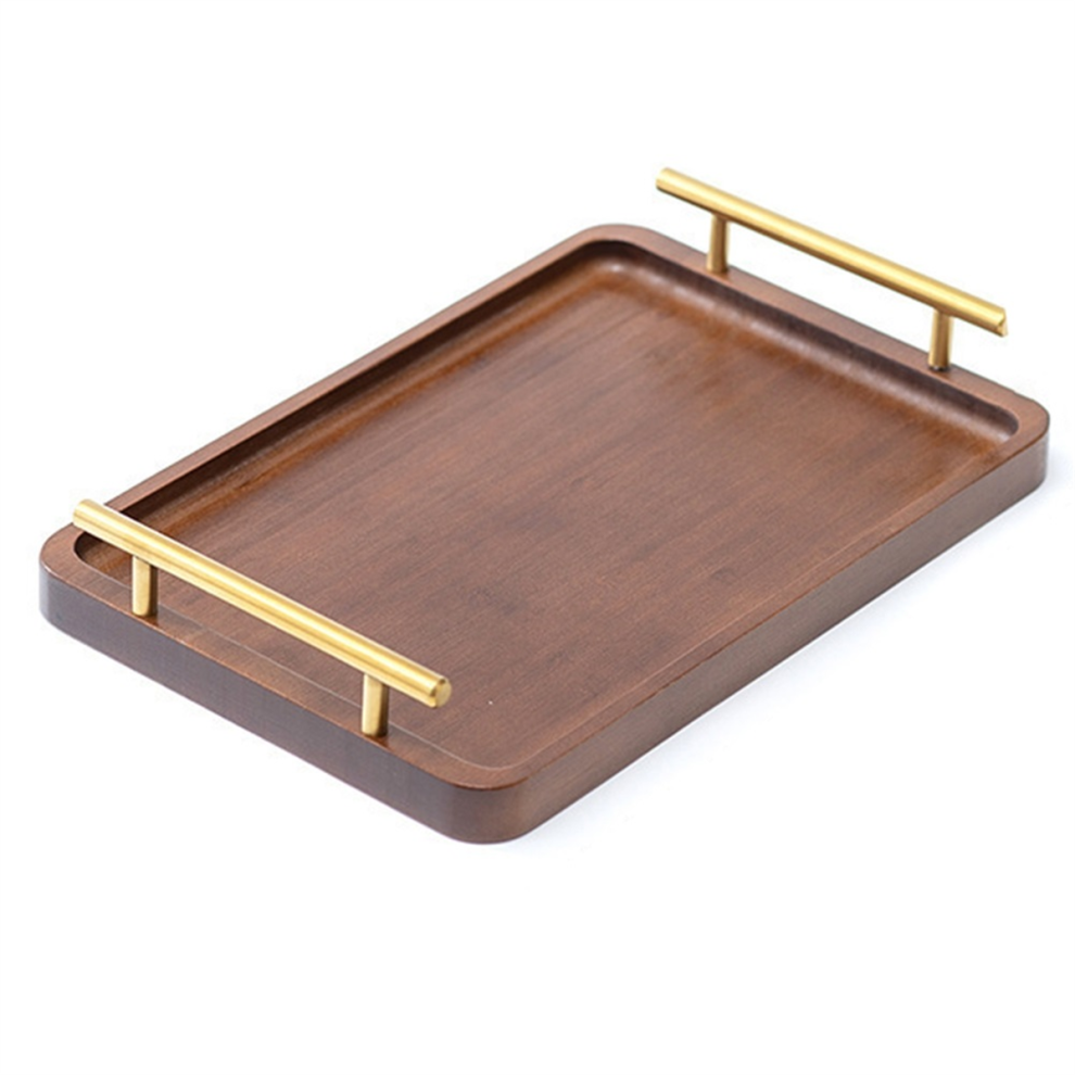 Exogio Wooden Tray Solid Wood Tea With Handle Household Storage S