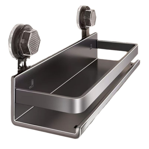 Bathroom Suction Cup Shelf - Wall Mounted Storage Rack for Shower, Home Organizer Holder, Space-Saving Design