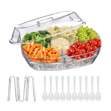 Piatti da portata refrigerati, vassoio per verdure refrigerate con coperchio, vassoi e vassoi per ghiaccio da viaggio, ghiaccio alla frutta