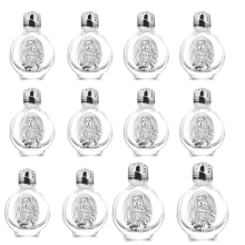12 Stück geprägte Weihwasserflaschen, Glasflasche, tragbarer Behälter, Kirchensegen, Silber