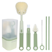 Set di spazzole per tazze in silicone per bambini, include tettarella per biberon, adatto alle famiglie, portatile B
