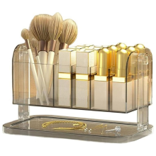 Desktop-Kosmetik-Aufbewahrungsbox, Make-up-Pinsel-Organizer, Schmuck-/Lippenstift-Fachbehälter für Badezimmerregal-Arbeitsplatte
